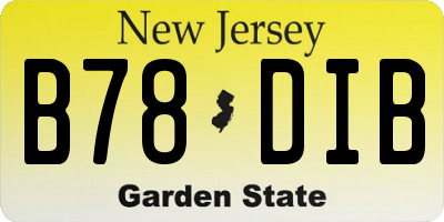 NJ license plate B78DIB