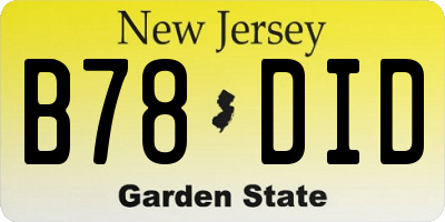 NJ license plate B78DID