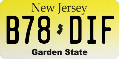 NJ license plate B78DIF