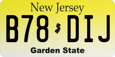 NJ license plate B78DIJ
