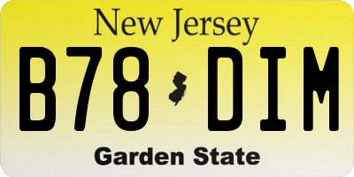 NJ license plate B78DIM