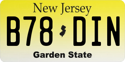 NJ license plate B78DIN