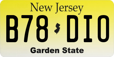 NJ license plate B78DIO