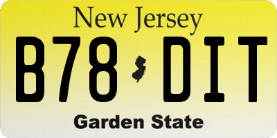 NJ license plate B78DIT