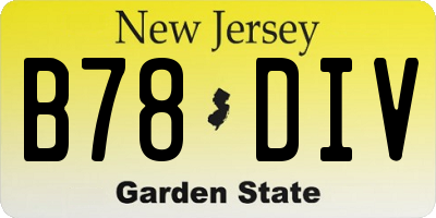 NJ license plate B78DIV