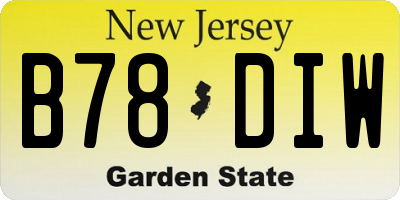 NJ license plate B78DIW