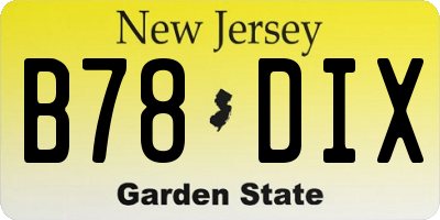 NJ license plate B78DIX