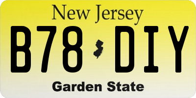 NJ license plate B78DIY