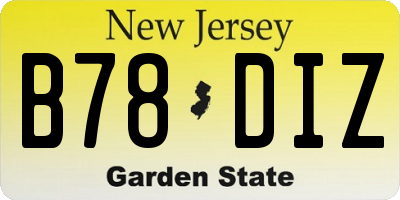NJ license plate B78DIZ