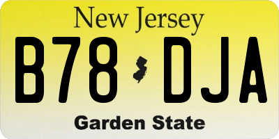 NJ license plate B78DJA