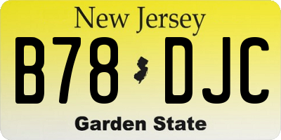 NJ license plate B78DJC