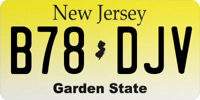 NJ license plate B78DJV