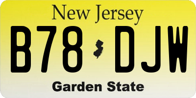 NJ license plate B78DJW