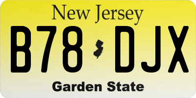 NJ license plate B78DJX