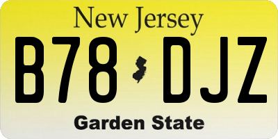 NJ license plate B78DJZ