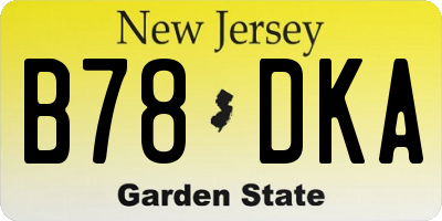 NJ license plate B78DKA