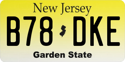 NJ license plate B78DKE