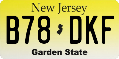 NJ license plate B78DKF