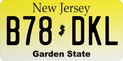 NJ license plate B78DKL