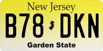 NJ license plate B78DKN