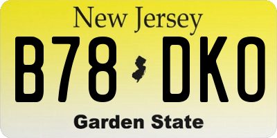 NJ license plate B78DKO