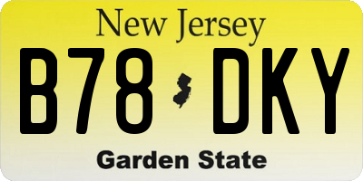 NJ license plate B78DKY