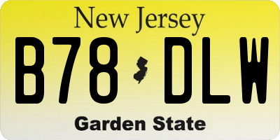 NJ license plate B78DLW