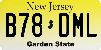 NJ license plate B78DML