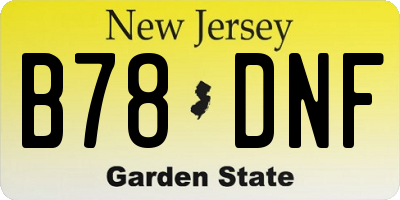 NJ license plate B78DNF