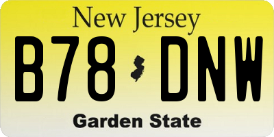 NJ license plate B78DNW