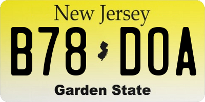 NJ license plate B78DOA