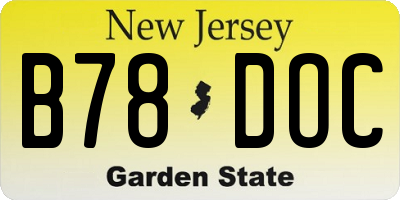 NJ license plate B78DOC