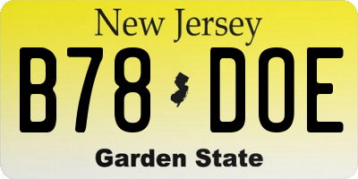 NJ license plate B78DOE