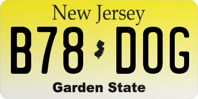 NJ license plate B78DOG