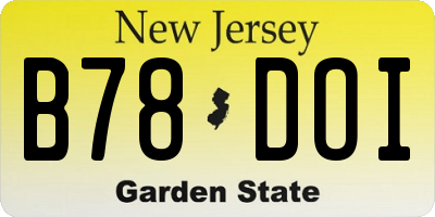 NJ license plate B78DOI