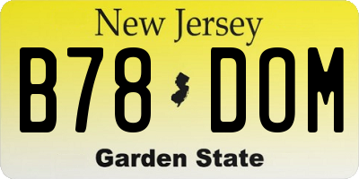 NJ license plate B78DOM