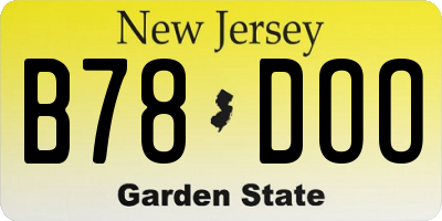 NJ license plate B78DOO