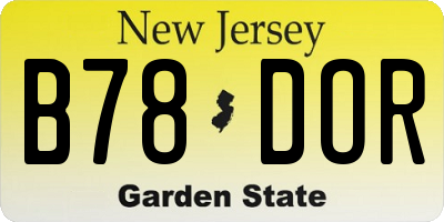 NJ license plate B78DOR