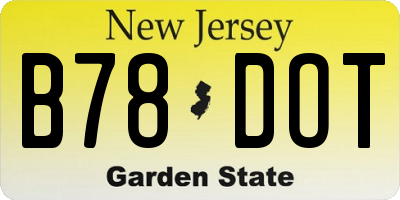 NJ license plate B78DOT