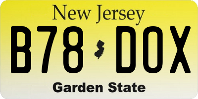 NJ license plate B78DOX