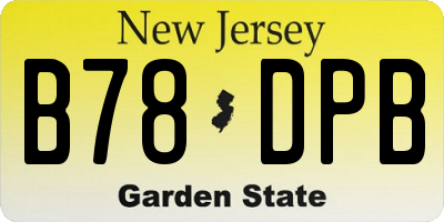 NJ license plate B78DPB