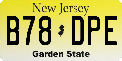 NJ license plate B78DPE