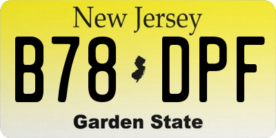 NJ license plate B78DPF