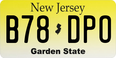 NJ license plate B78DPO
