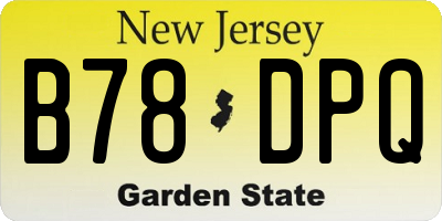 NJ license plate B78DPQ