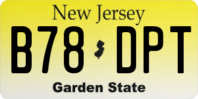 NJ license plate B78DPT