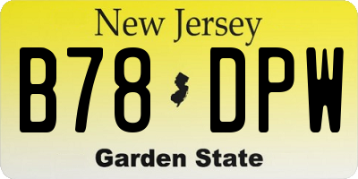 NJ license plate B78DPW