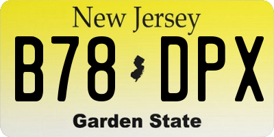 NJ license plate B78DPX