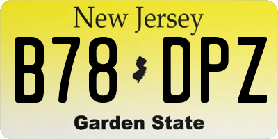NJ license plate B78DPZ