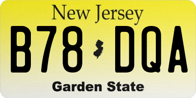 NJ license plate B78DQA